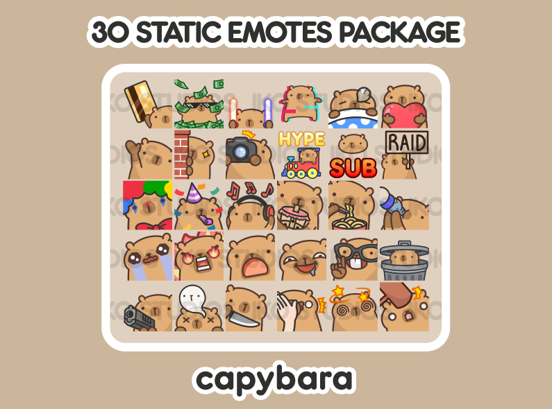 Capybara Mega Static Emote Bundle
