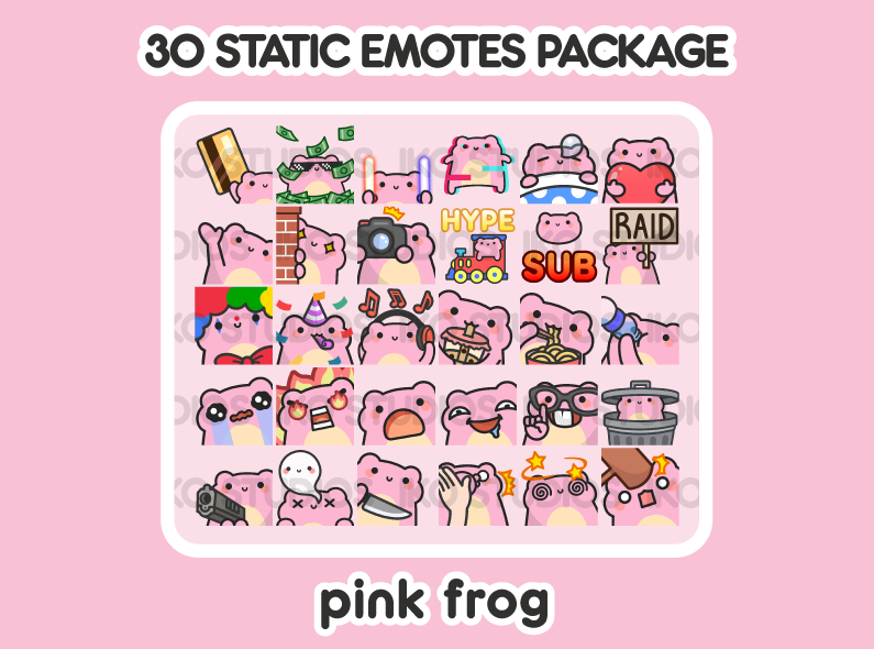 Pink Frog Mega Static Emote Bundle
